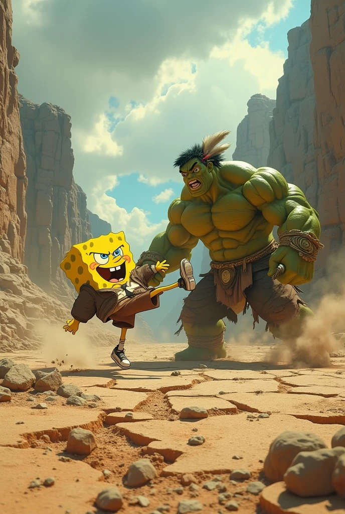 Image of an epic and fierce fight at the end of a post-apocalyptic world ruled by Mickey Mouse. That a Teletubbie is fighting to the death against the ogre Shruek. Let Woody from Toy Story watch with intrigue in the audience along with Bart Simpson and Pikachu.