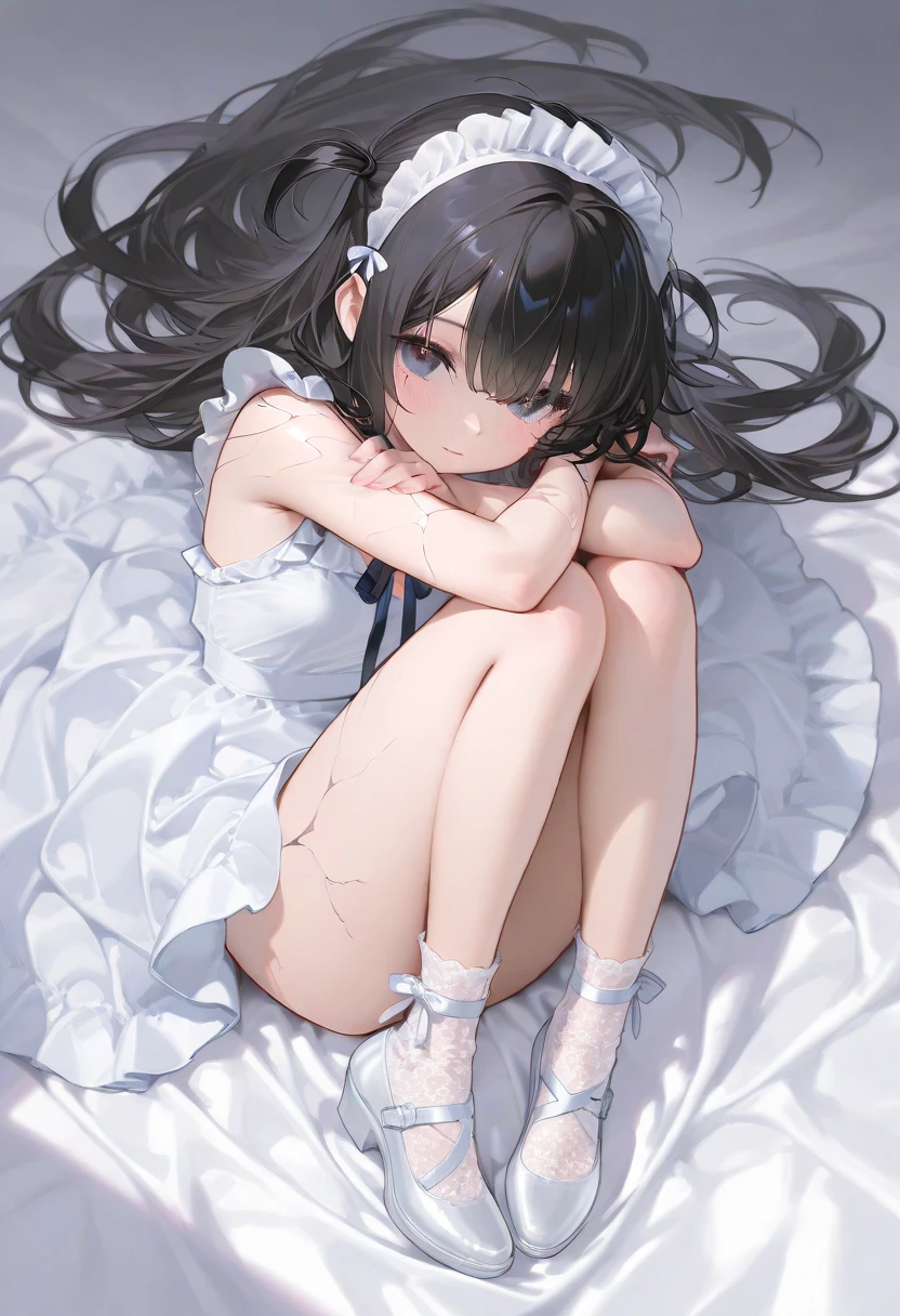 high quality, 最high quality、 Stylish design, (((The cutest girl))), ((Thin legs))、(((最high quality))), High resolution, ((detailed)), ((masterpiece)), ((Super detailed)), 、Black Hair、Inner Color、((Lying on your back in bed),underwear,I can hit it),((Sexual))