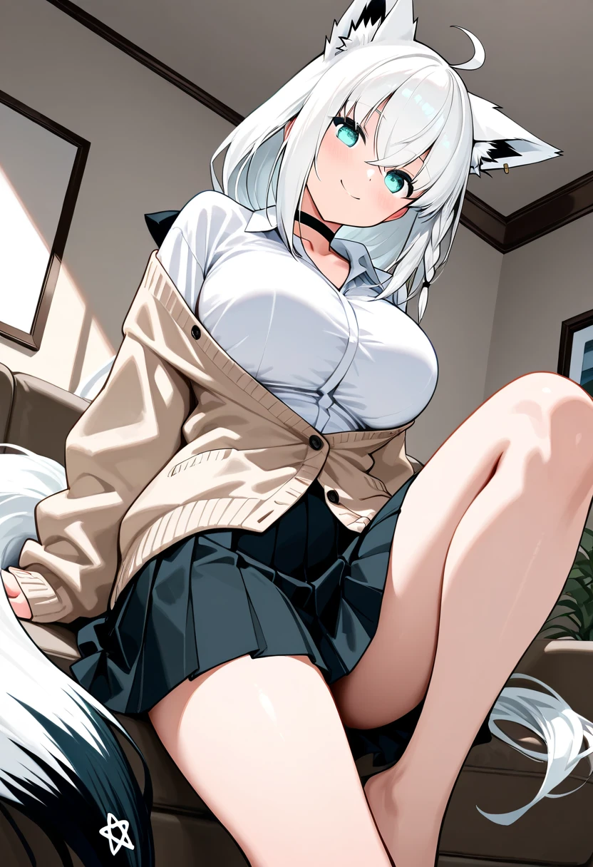masterpiece, best quality,1girl, tight_thigh_highs, thick_thighs, squatting