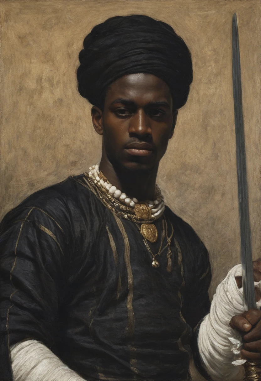 a painting of a Dark skin man laying on a bed, a renaissance painting, inspired by Daniel Gerhartz, trending on pixiv, the god hermes, transformation scene-h 768, hecate centered, perfect composition, black man, (penis showing),