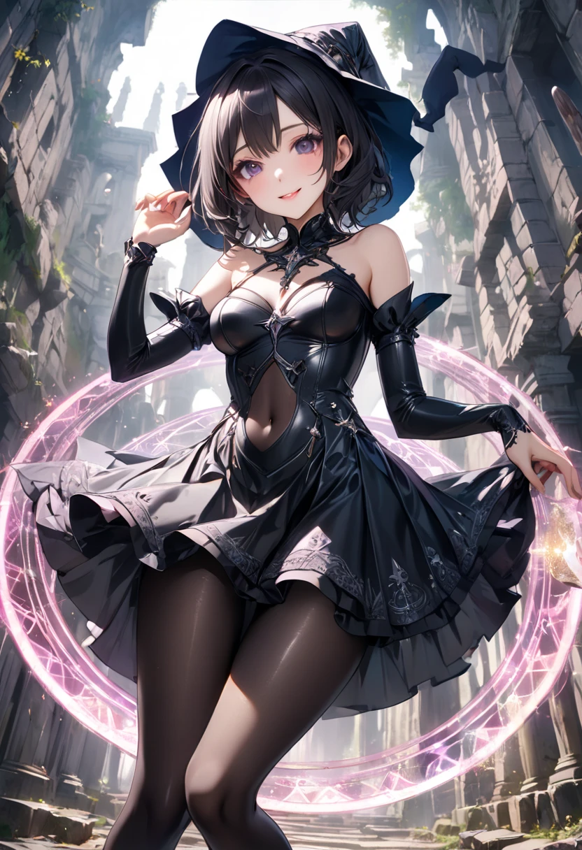 absurdres, RAW photo, extremely delicate and beautiful, masterpiece, Best Quality, ultra high resolution, 32k, hyperrealistic, ultra-detailed, in her 20s, delicate facial features, beautiful detailed girl, tearful mole, earring, medium breasts, full body shot, shorter middle hair, black hair, exorcist,