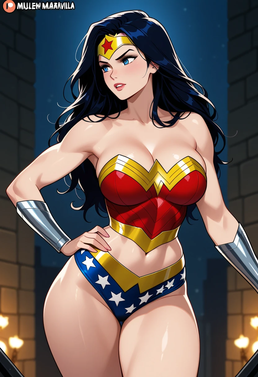 PhotoRealistic Art Style Best Qualit:1.3, Natural Beauty, Masterpiece, Full Body View Visible, Hailee Steinfeld, Perfectly Accurate Face Proportion,Realistic Light Hazel Brown Eyes, Thick Eyebrows, Brown hair, slim toned Thighs, tight ass, perky round breast , slim athletic body type, perfect body type, wonder woman