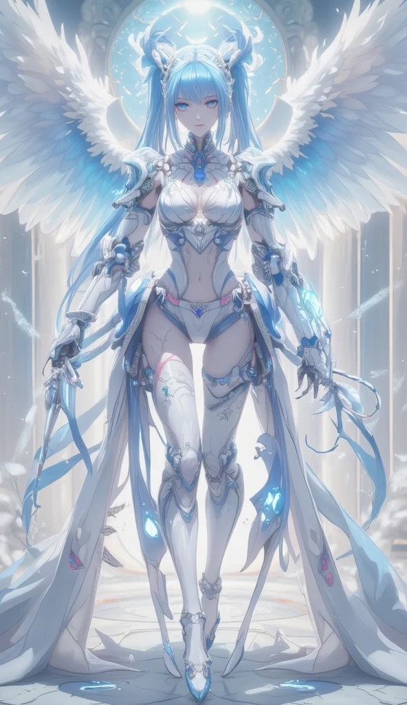 ((Full shot)) Angelic beauty, fantastic and mysterious light. Cyber