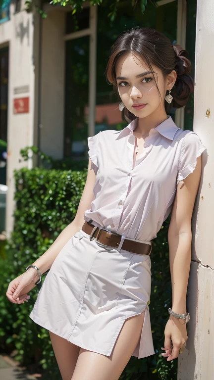 ((8k:1.27)、Highest quality、masterpiece、Ultra-high resolution:1.2)Photo Beautiful Japan woman (Comfortable:1.1) (Grey clothes:1.21) Designed by Greg Rutkowski and Alphonse Mucha Exquisite Elegance、Fantasy、detailed、geometry、Gradient lighting、One Girl、26 years old、Delicate skin、Looking at the audience、Brown eyes、(Flaxen short hair:1.2)、(Small breasts:1.0)、(middle breast wheel:0.8)、(Photorealistic:1.4)、(Highest quality:1.0)、(Ultra-high resolution:1.0)、(Without the use of hands:1.0)、8k、RAW Photos、 (Representative Song: 0.2), (Pure Eros Face_v1:0.5)、Tight clothing、tote bag、No sleeve、one piece、No sleeve、See through、smile、necklace、Linen Material、shirt、Ginza 4th Street、after work、evening、Business Fashion、Parted bangs、Hair is tied、A kind smile、Bust biting into the belt of the bag、Small breasts、Please stand up straight.、On the chest、