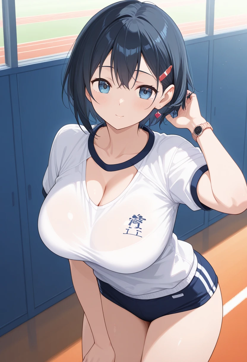mastute piece,Best Quality,insanely detailed,8k cg,nsfw,
(shoot upper body:1.3),
(1girls:1.3),standing,looking at viewr,body in front,both arms behind back,(volleyballball uniform:1.3,buruma),(bare breasts:1.1),(bare nipples:1.1),
break,
blush,shy,(ecstasy face),(trembling:1.2),break,(light blue hair:1.2),
break,
perfect breasts,perfect teats,(open mouth:0.9),(large breasts:1.2),
(volleyball court)、