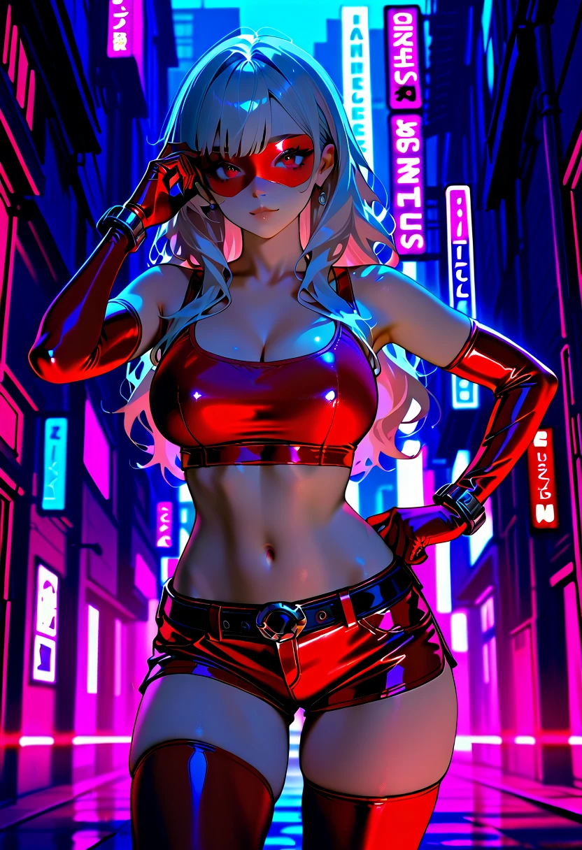 a digital painting of supergirl merging with venom, long hair, cyberpunk art by Josan Gonzalez, winner of the behance contest, afrofuturism, synthwave, neon, shiny neon, thick thighs, thin waist, sensual, nsfw, little clothing, erotic art, anime, torn battle clothes, extremely sexualized, sweaty body, NSFW, big breasts, big ass, HD, 8k, High quality, details, perfect body, Highlight the body, detail on the perfect face, detail on the backdrop, blood on the body