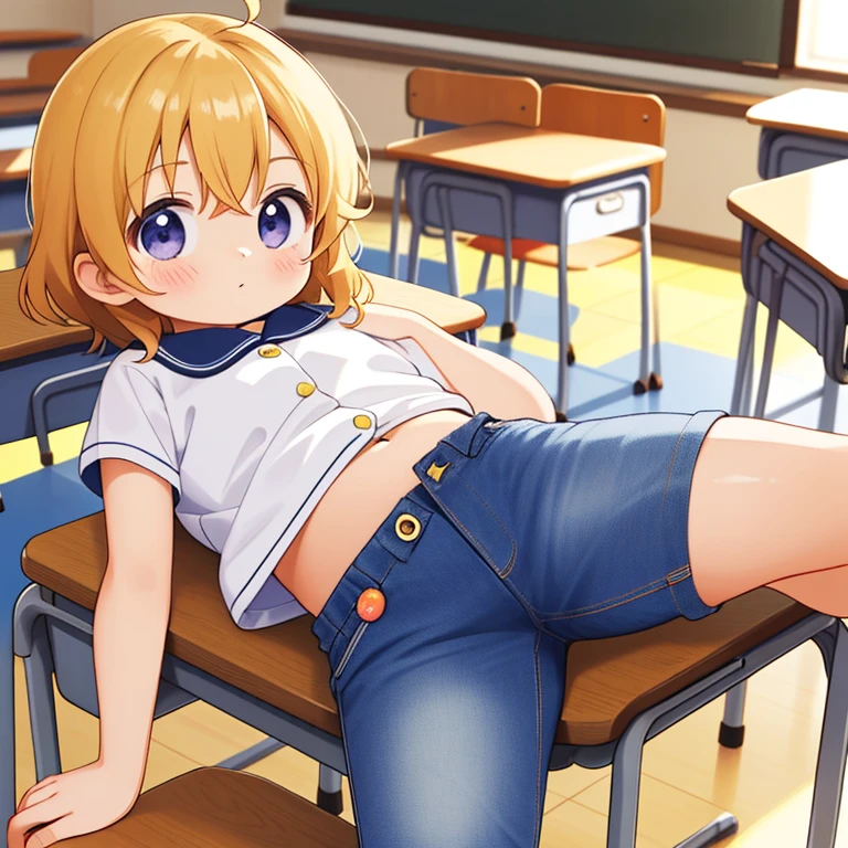 eliayase, eli ayase, yellow hair, blue eyes, ponytail, hair ribbon,
BREAK otonokizaka school uniform, pleated skirt, school uniform, short sleeves, skirt, summer uniform, sweater vest, (yellow sweater vest:1.5),
BREAK looking at viewer,
BREAK indoors, classroom,
BREAK (masterpiece:1.2), best quality, high resolution, unity 8k wallpaper, (illustration:0.8), (beautiful detailed eyes:1.6), extremely detailed face, perfect lighting, extremely detailed CG, (perfect hands, perfect anatomy), little, (white panties:1.5), groin, perineum, thighhighs, (spread legs, knee up:1.5), blush, smile, medium breasts, sitting, on bed, cowboy shot, my room