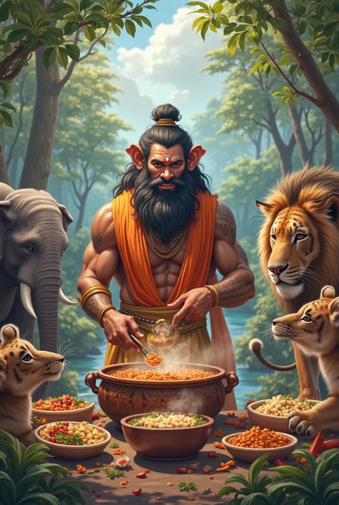 Hops in the hands of an indigenous warrior and green jaguars in the temple