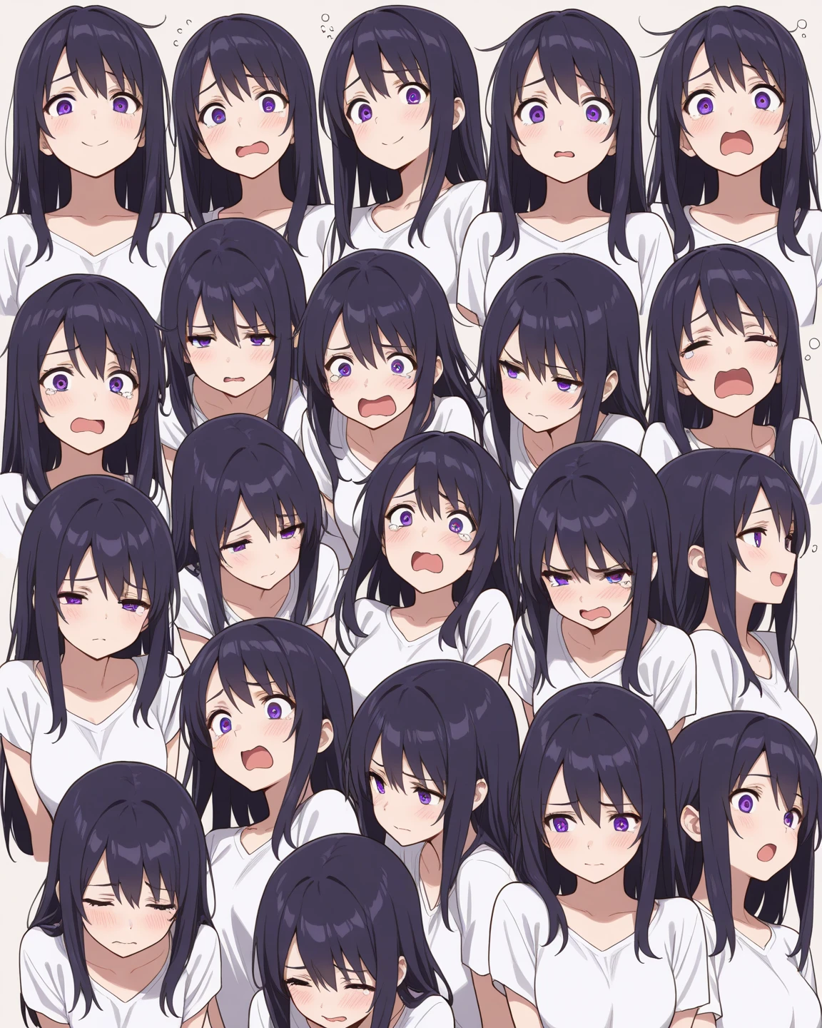 Anime Style、blush、Mouth open、Eyes closed、Black Hair、Long Hair、Sweat、White Breath、tears