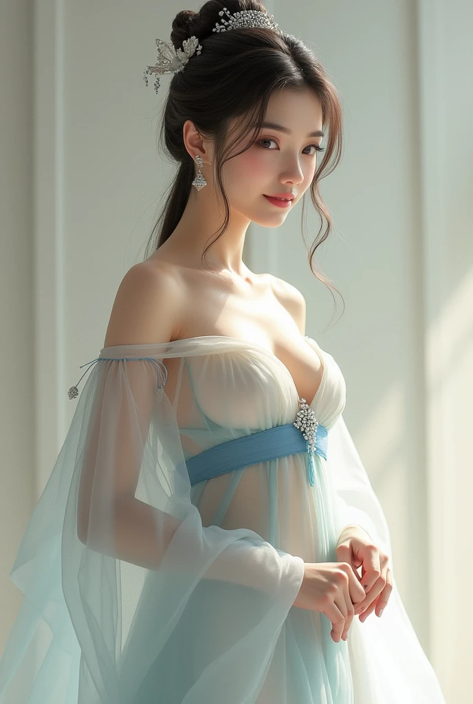 Fashion model 20 years old [[[[closeup cleavage]]]], [[[[boobgasm]]]], [[[[coll]]]], [[[[bshoulders]]]], perfect  eyes, Perfect iris，Perfect lips，perfect teeth，Perfect skin，Long face，slender nose，tall nose bridge，Soft front light，hdr，Movie girl，Simple hairstyle，light make-up，Casual，（pastel colour：1.2）