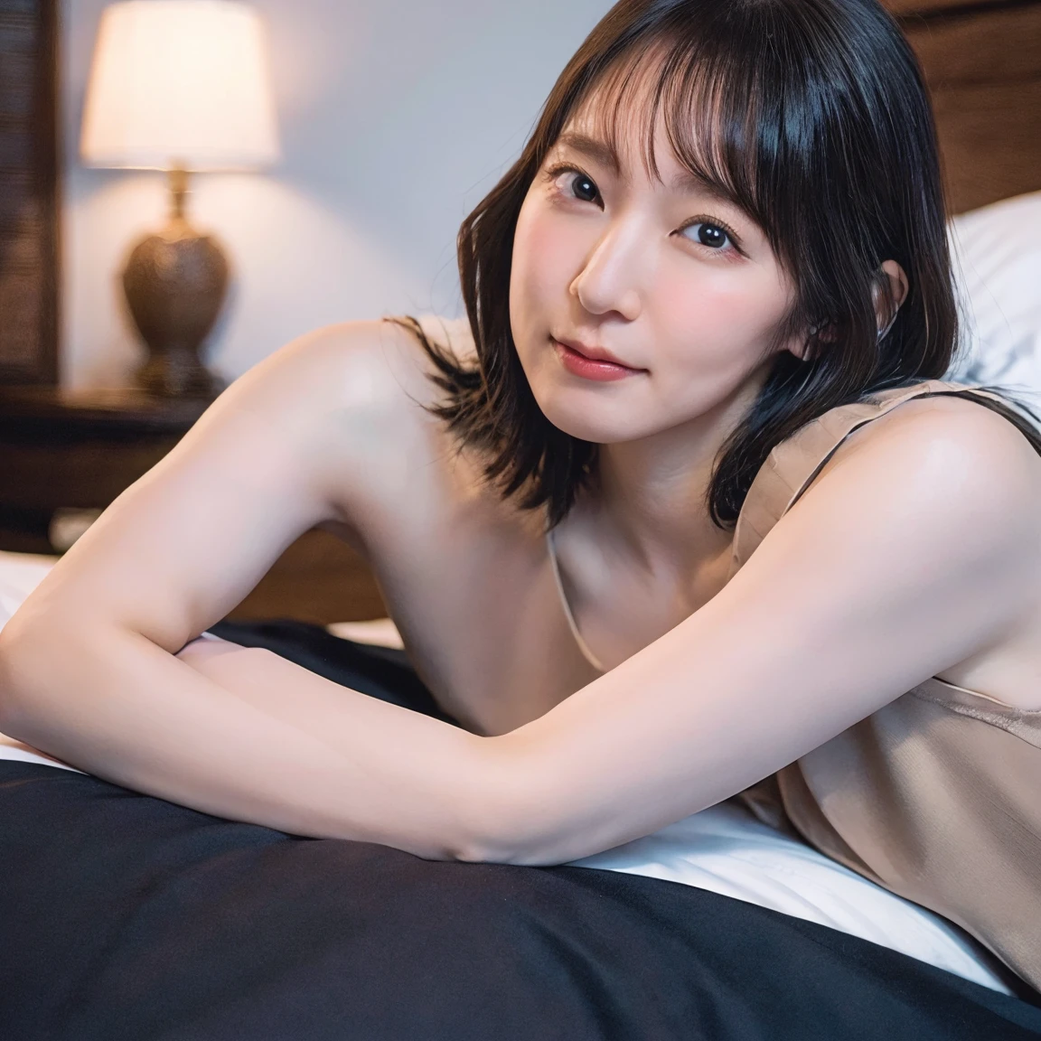 (on the table, best quality, realistically, Super detailed, meticulous, high resolution, 8k wallpaper), Close-up portrait of a beautiful woman, Chariada, smiling, light brown messy hair, Perfect dynamic composition, 美丽meticulous的眼睛, Just like the cover of a fashion magazine, on campus