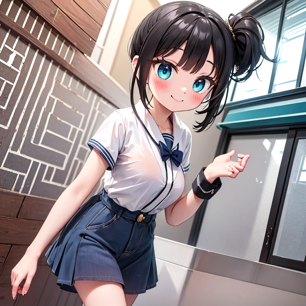 ((Best Quality)), ((masutepiece)), (Detailed), Perfect face,loli,petit,preteen,toddler,toddoler boby,10years old child,small eyes,black hair,bob,(big breasts:1.5),short hair,blunt bangs,orgasm,school swimwear