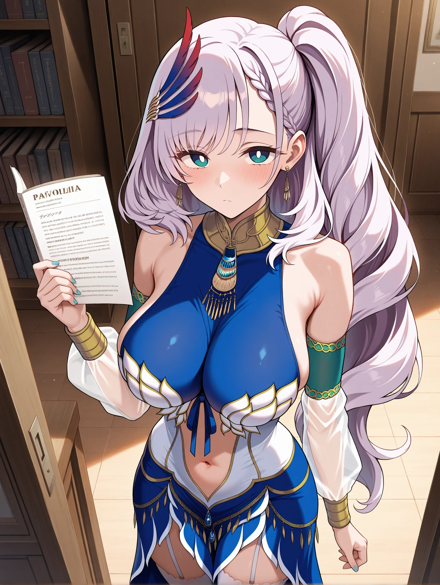 ((masterpiece:1.2)), ((best quality:1.2)), 4k, HDR, (realistic), (hyperdetailed), photorealism, (magical fantasy isekai), (cheerful guild master), sideboob, bright iridescent pink hair, ((inside fantasy adventurer's guild)), behind guild counter, luminescent magical runes, cinematic, (cleavage), caring, sweet, (rustic), small boobs
