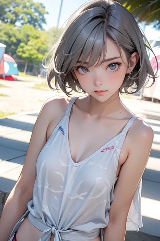 (masterpiece:1.2, Highest quality), (Realistic, photoRealistic:1.4), Ultimate beauty、mature、(Beautiful Features、Detailed lips, Beautiful eyes with attention to detail)、(Beautiful Teeth), blush, Captivating Gaze、masterpiece,(Highest quality,Hyper Detail)、 Natural Makeup,Looking at the camera、Looking up、alone,Cute woman in her 20edium breast、Short Bob Hair、(Bangs too)、((topless:1.6))、Mysterious Beauty, Perching on the clouds, (Fantasy Illustration:1.3), Captivating Gaze, Seductive posture, The charm of another world, Mystical Sky, (Written by Luis Royo:1.2), (Yoshitaka Amano:1.1), ((moon 夜)), pastel colour, (Cloud Detail View:1.3), Outdoor、palace、 (Succubus、devil、Nipples、Pleated mini skirt、Floralのパンティ、Black Choker、Earrings), Side Lock, (Midnight background, full moon、Fantasy、Floral、petal)、(Semen is on it:1.6)、(Wet skin:1.3)、(Cowboy Shot)、(Shot from above)、(I'm worried、Open your mouth:1.2)、(Licking your fingers:1.2)