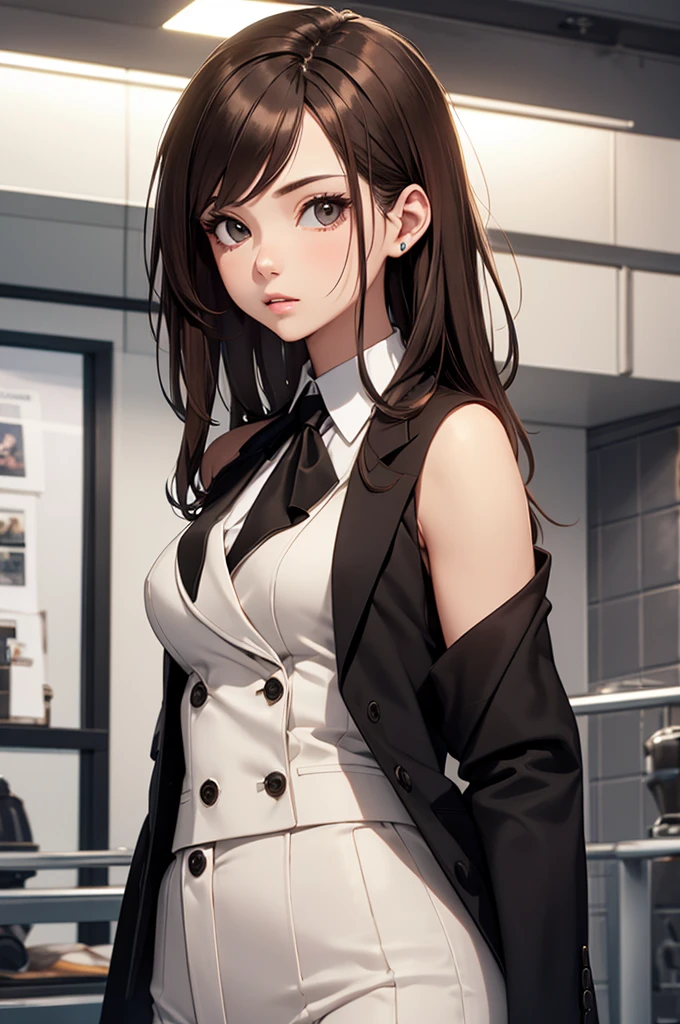 (best quality: 1.2), clean face, (masterpiece: 1.2, 8k) perfect anatomy, 1 girl) a beautiful fashion model ,(masterpiece, official art, best quality shiny hair, straight black hair with streaks in hair, full lips, small breasts, blazer school uniform, short skirt, thong straps, (dark makeup, piercings), shiny breasts, shiny skin, looking at viewer, college student, horizontal, lounging, a single girl, scene haircut, dark makeup, dark eyes, (slender, skinny, slight frame, small breasts), ((emo, scene girl)), classroom