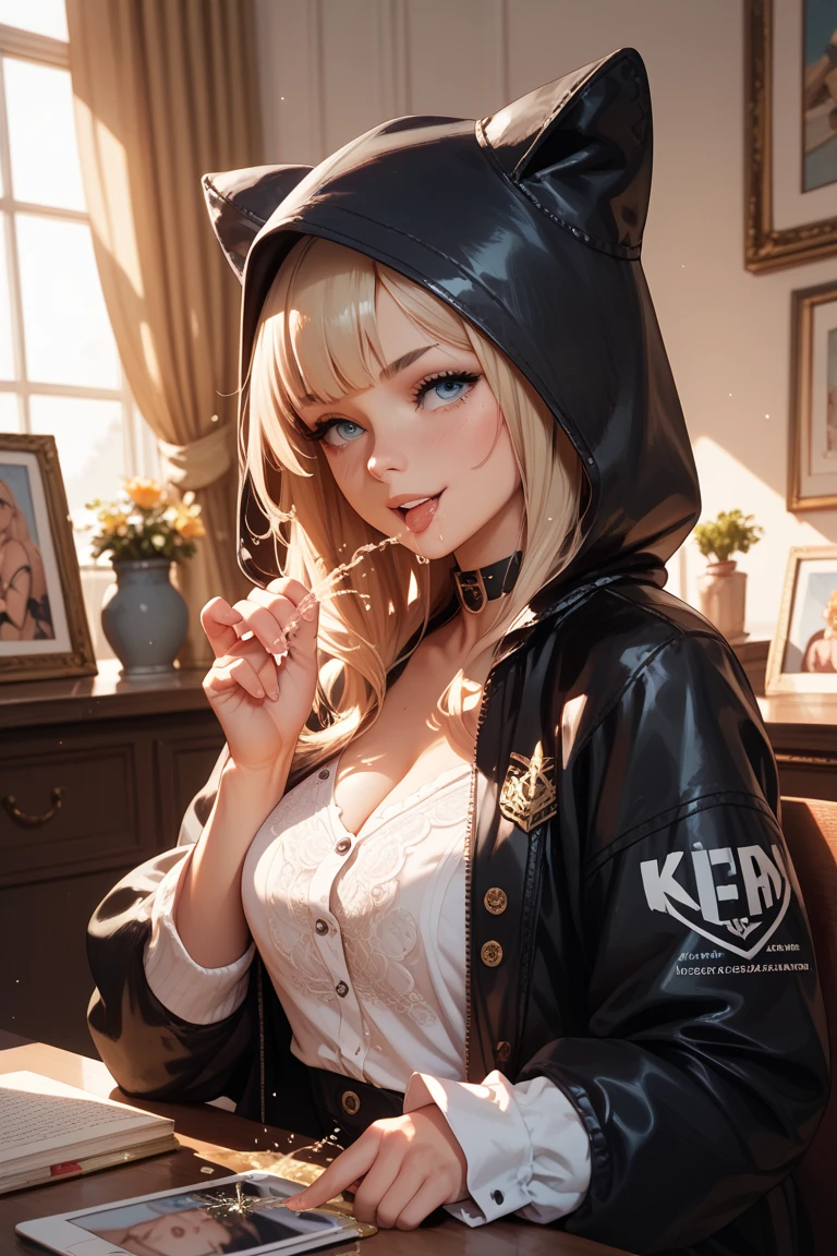 beautiful a girl huge tit parka a smile smil Long a blond Brown hair 超A high resolution top-quality masterpiece Detailed skin
