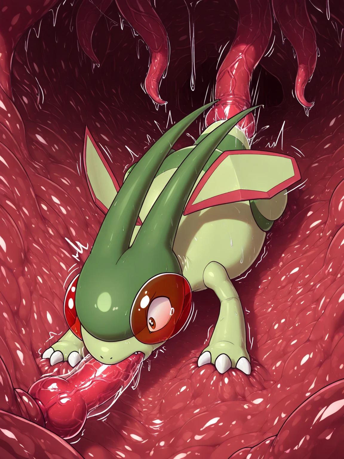 Furry、juvenile、Bound by plant tentacles、Spreading both limbs、in the forest、Troubled face、Dick、Milking、Tangled ivy、Nipples、Piranha Plant