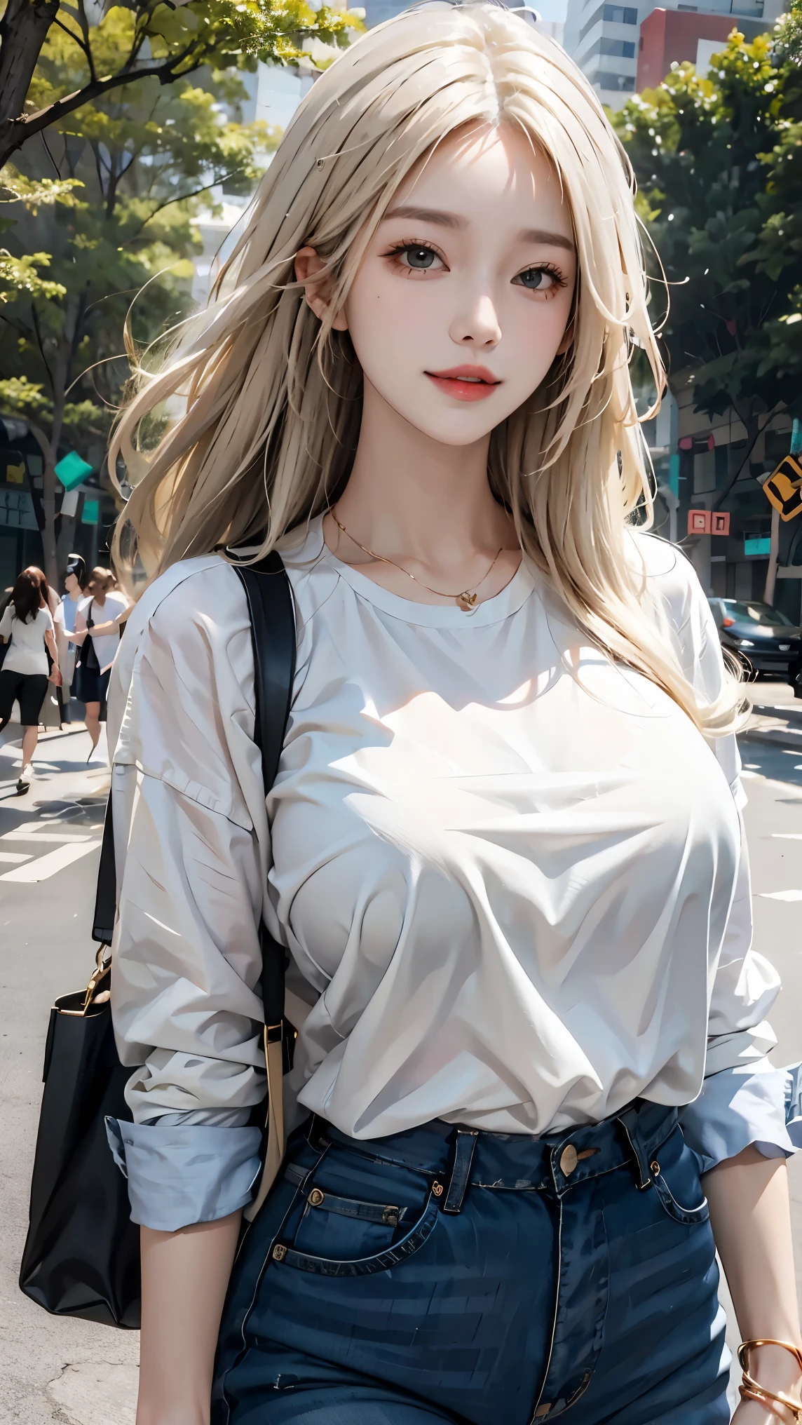 Realism，high resolution，1womanl，Special police fat girl，，Large cleavage，solo，Hips up，View viewers，（Detailed face），Light blonde，Large opening ultra low cut top with handsome shorts，Police badge黑腰帶，sweaty transparent clothes，nipple，Handsome little vest，Police badge，holding gun，jewelry，32k，Ultra-clear