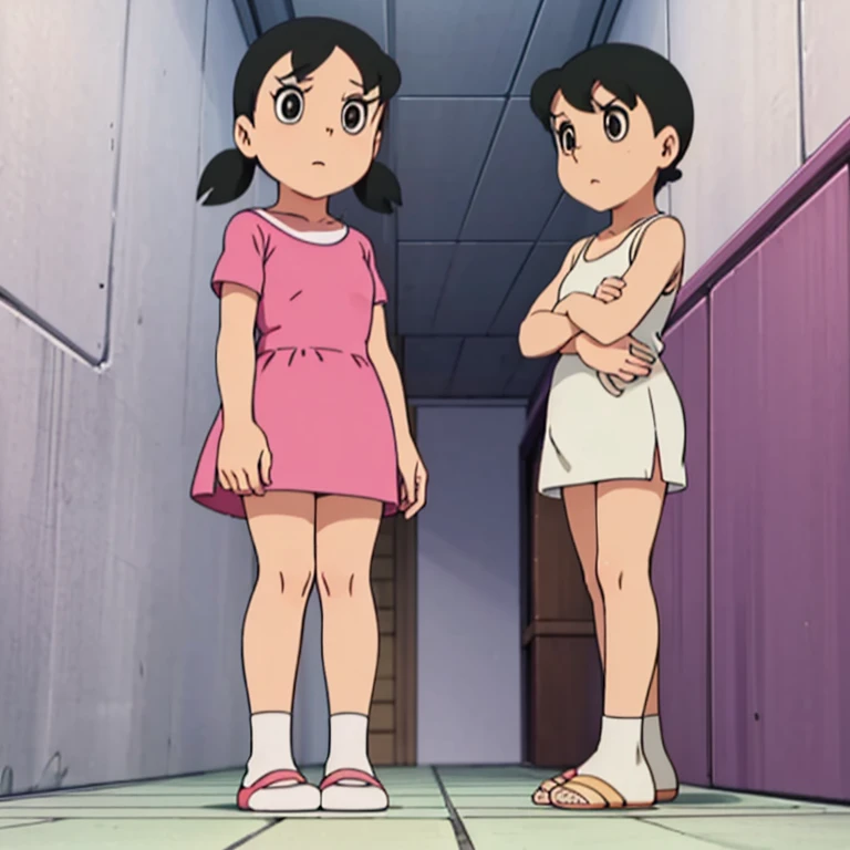 drsizukachan1, mini pink skirt,big chest,big butt,standing_split legs,white panty showing
