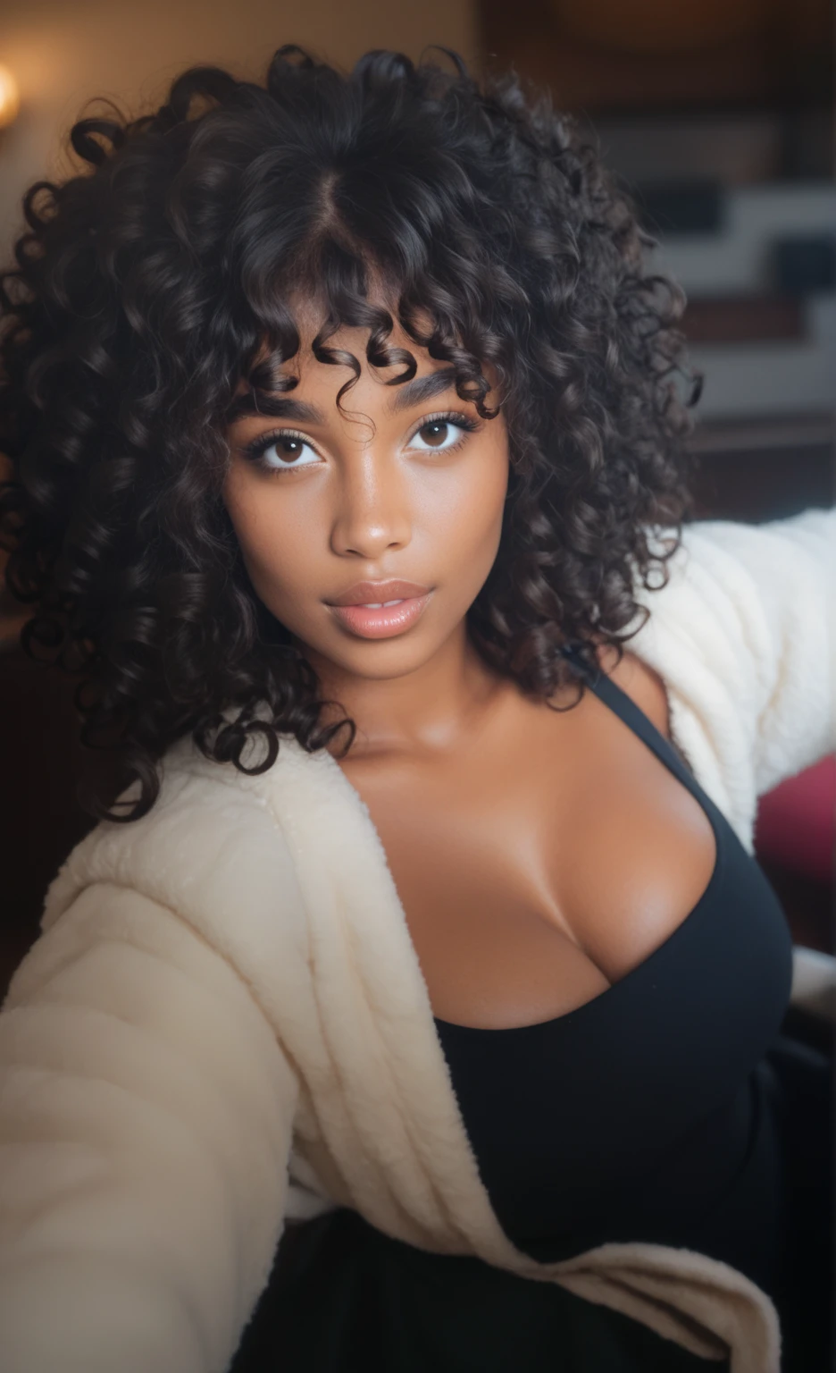 Black woman with curly hair in a masculine cut 