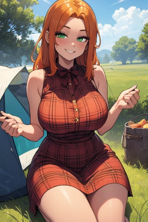 (best quality,4k,8k,highres,masterpiece:1.2),ultra-detailed,(realistic,photorealistic,photo-realistic:1.37),oil painting,ginger-haired beauty,curvy figure,gorgeous face,mesmerizing blue eyes,radiant smile,long flowing hair,black leather pants,tight-fitting,accentuating her curves,light beige sweater,soft and cozy,beautifully textured fabric,natural light,softly illuminating her features,warm and inviting atmosphere,blush pink flowers,blooming in the garden behind her,subtle hints of autumn foliage,colorful leaves scattered on the ground,confident and elegant pose,one hand resting on her hip,other hand delicately holding a paintbrush,creative expression,journal,watercolor palette,paint strokes capturing her essence,fruitful imagination,appealing charm,harmony between the subject and her surroundings,vibrant colors,vivid shades ranging from orange to burgundy,subtle hints of gold and copper,creating a sense of warmth and richness,meticulous attention to detail,each strand of hair carefully rendered,each freckle on her face beautifully emphasized,celebrating femininity and individuality,empowering and inspiring artwork.