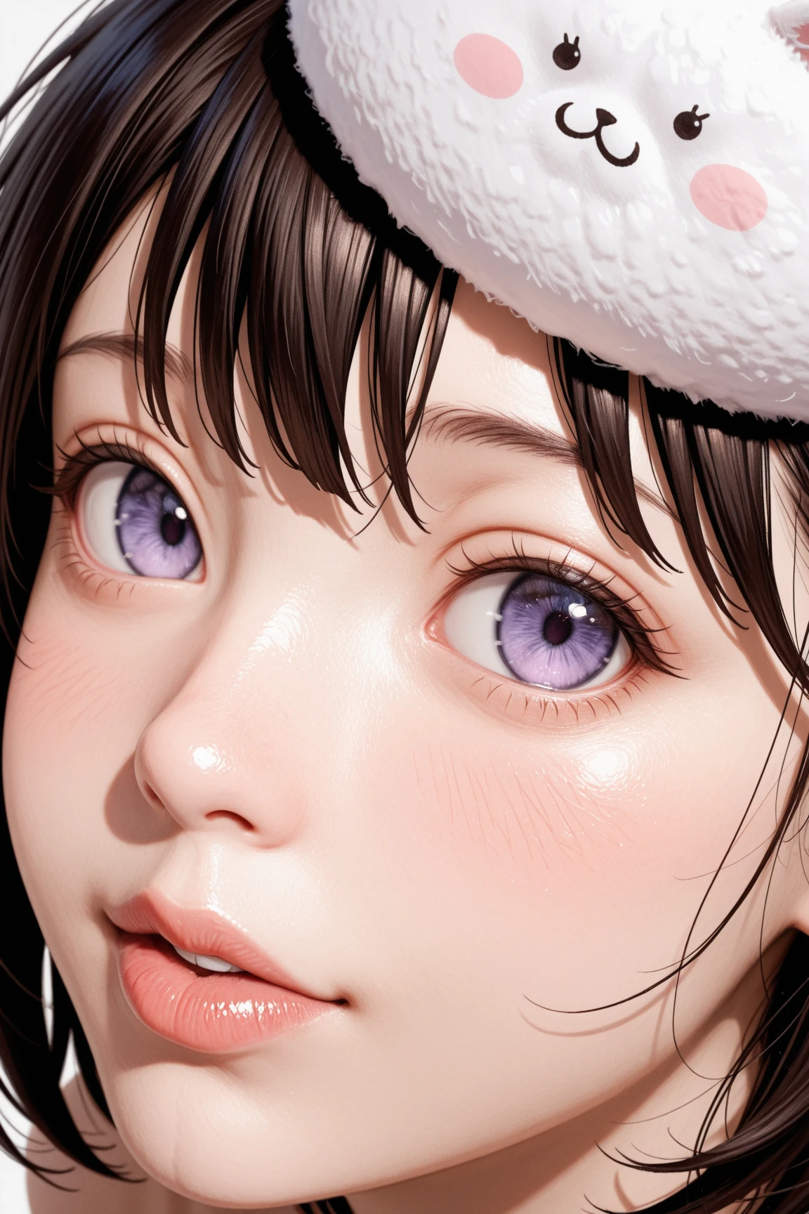 1 girl, black hair, blue eyes, realistic, ultra realistic, long hair, cute, open mouth