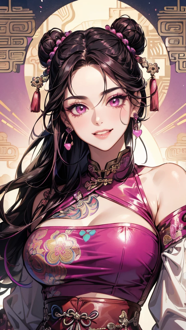 masterpiece, Highest quality, Highest quality, Realistic, Perfect Anatomy, Perfect Face, Perfect Eyes,Sensual Body、Glamour、Huge breasts、Cleavage、Curved waist、Big Ass、bikini、Metal Armor Translation, Side Lock, hit, single good, good, (Iris), orange pashmina wrap, red sphere earrings , Red Bracelet, Purple Chinese Dress, Sexy pose