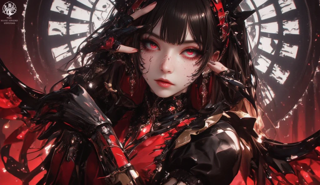 anime girl in a red and black outfit posing for a picture, 8k high quality detailed art, extremely detailed artgerm, detailed digital anime art, by Yang J, fanart best artstation, beautiful alluring anime woman, a beautiful fantasy empress, ((a beautiful fantasy empress)), 2. 5 d cgi anime fantasy artwork, trending on artstation pixiv