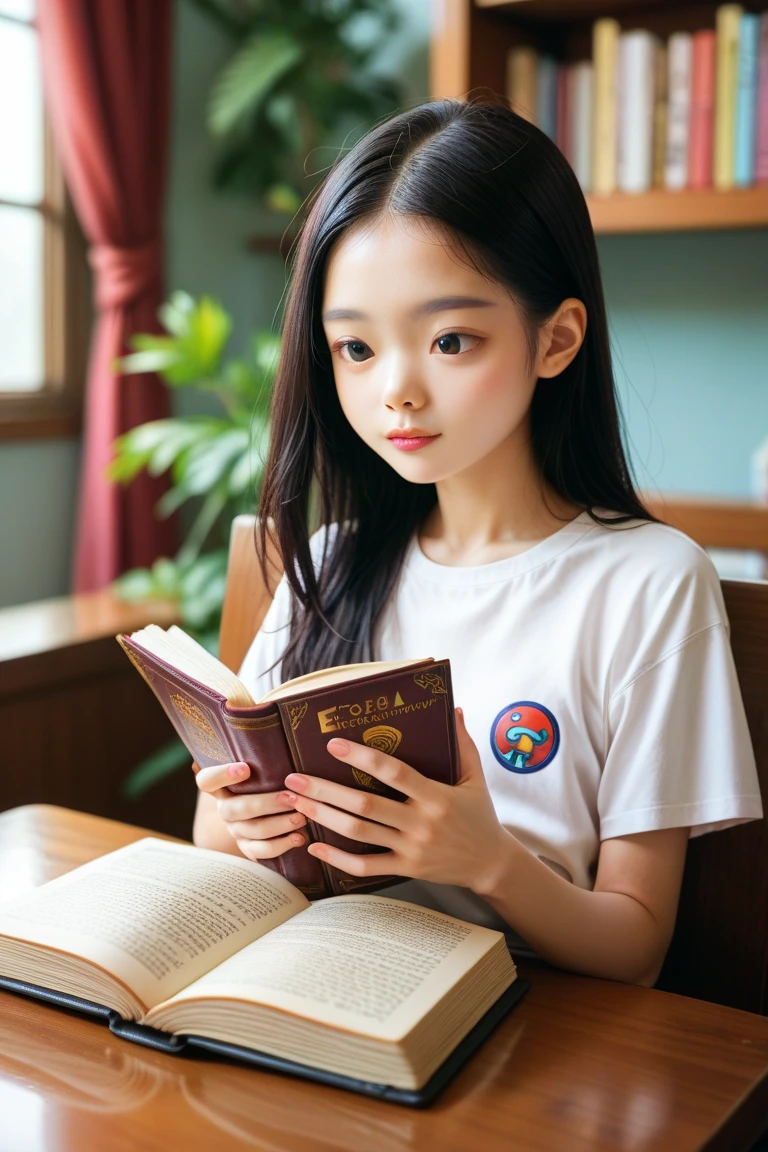 Please generate a cover image of a little red book with a child in the forest.，Add text &quot;Forest exploration&quot;