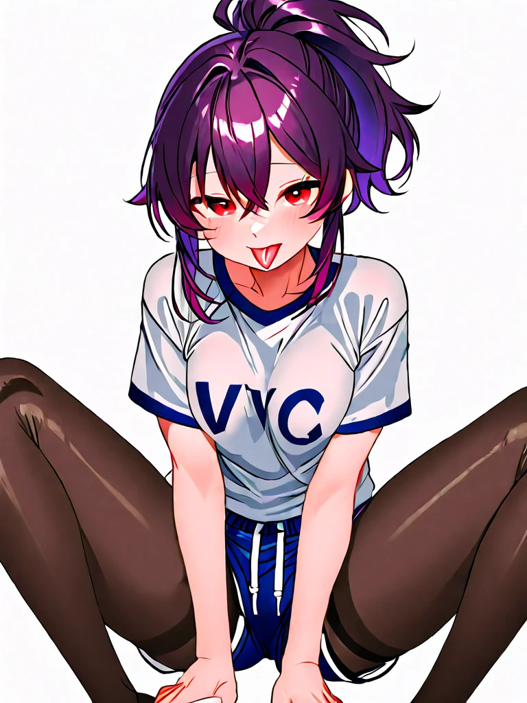 、highest quality、High resolution、alone、low length、thin legs、belly button、smile、、dark brown hair、bun hair、blue eyes、long twin tails、visor cap, volleyball uniform 、pink ribbon、clock、soaking wet、Drops dripping, pantyhose, underwear showing, cowboy shot, lewd, nsfw, sexy, seductive, sweaty