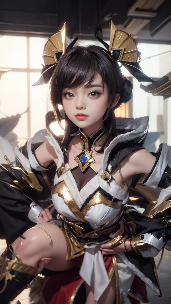 Best quality, masterpiece, detailed skin texture, detailed clothes texture, detailed face, super detail, 8k, intricate detail,1 girl, The color doesn't change, beautiful girl, breast cleavage, yellow gergeous eyes