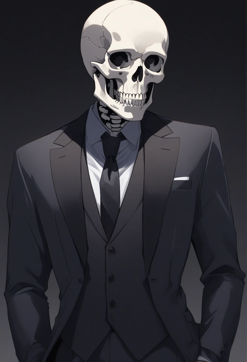 Skeleton in suit and tie illustration