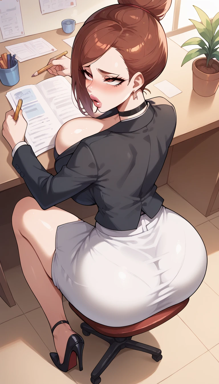 score_9, score_8_up, score_7_up, source_anime, highly detailed, 1girl, facing wall, ((at office)), full body, cornertime, ass, stockings, garter belt, panty pull, skirt pull, black shirt, spanked, arms behind back, <lora:cornertime-real_r10_SDXLPONY_768_a64-d4_adamW-000006:0.7>, <lora:Smooth Anime 2 Style SDXL_LoRA_Pony Diffusion V6 XL:0.5>