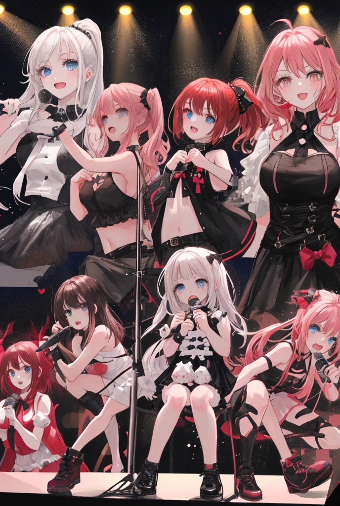 a full body anime girl who is half angel and half devil with with a beautiful detailed devilish dress
