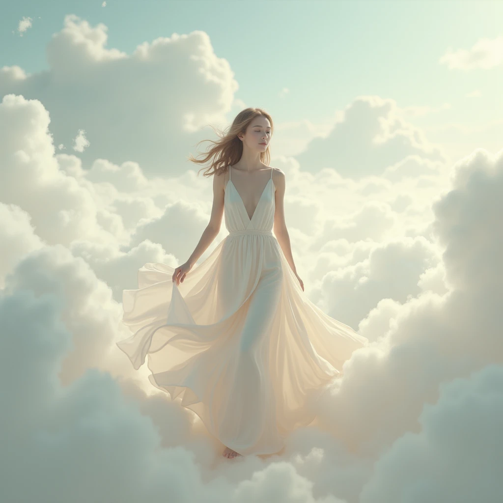 All clouds merge as woman artificial fine art