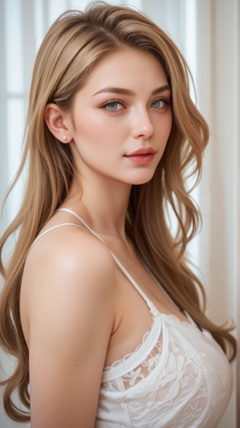 ((Top Quality, 8000, Masterpiece:1.4)), (20 year old female), ((Very Small Face:1.3)), (Glowing Skin:1.5), (Very Large Cleavage ?????:1.6), Very Fine Face and Skin Texture, Realistic Eyes, French Female, (Blond Wavy Hair:1. 3), (Tokyo Girls Collection Dresses:1.3), smiling, close-up portrait, model figure, body shape, cleavage, tropical beach, long thin legs Translated from DeepL.com (free version), (Masterpiece, best quality, photorealistic, highres, photography, :1.3), close-up shot, sharp focus, 1 brunette girl, European girl, hot model, highly detailed eyes and pupils, realistic skin, slim body shape, perfect body, cleavage, extremely detailed hair, delicate ???? face, sensual gaze, shiny lips, ((wearing thin fabric camisole dress, wearing pendant)), outdoor, ((realistic, super realistic, realism, realistic detail))