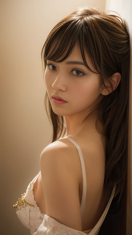 Nikon Z 85mm, ((best quality)) ((masterpiece)), intricate details, sharp focus, professional, photorealistic, real life, ultra realistic, photorealism,SILHOUETTE light,finely detail,best quality,extremely detailed CG unity 8k wallpaper,perfect artwork,upper body, shiny hair, glowing eyes, lustrous skin, realistic, perfect female figure, narrow waist, looking at viewer,lace,seductive posture, sexy pose, an extremely delicate and beautiful,best quality, beautiful detailed girl, beautiful detailed eyes,light on face,cinematic lighting,see-through,White pajamas, transparent material, revealing buttocks,a realistic representation of the face,  (intricate details, makeup, (detailed beautiful delicate face, detailed beautiful delicate eyes, a face of perfect proportion, high detailed skin, detailed skin, best ratio four finger and one thumb, arms under breast, medium large breasts, smooth midriff, skiny and thin,fashion, solo ,(young), face highlight, upper body, detailed face, white skin, silver hair, ponytail, braid hair,big eyes, silk robe, (hollow pattern, silk), earrings, slim body, luxury room, professional lighting, tear robe,1 girl,Coiling hair