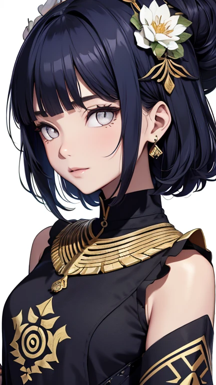 Shortcuts, Bob, bangs, Headpiece, smile, Black and gold two-tone,Gaze, High resolution, Portrait