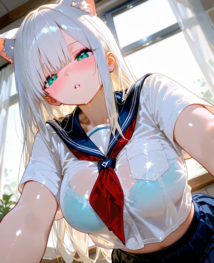 Deepthroat, crossed eyes, sexy Small nipples,blowjob, perfect cleavage, cum in mouth, splash, blushed,