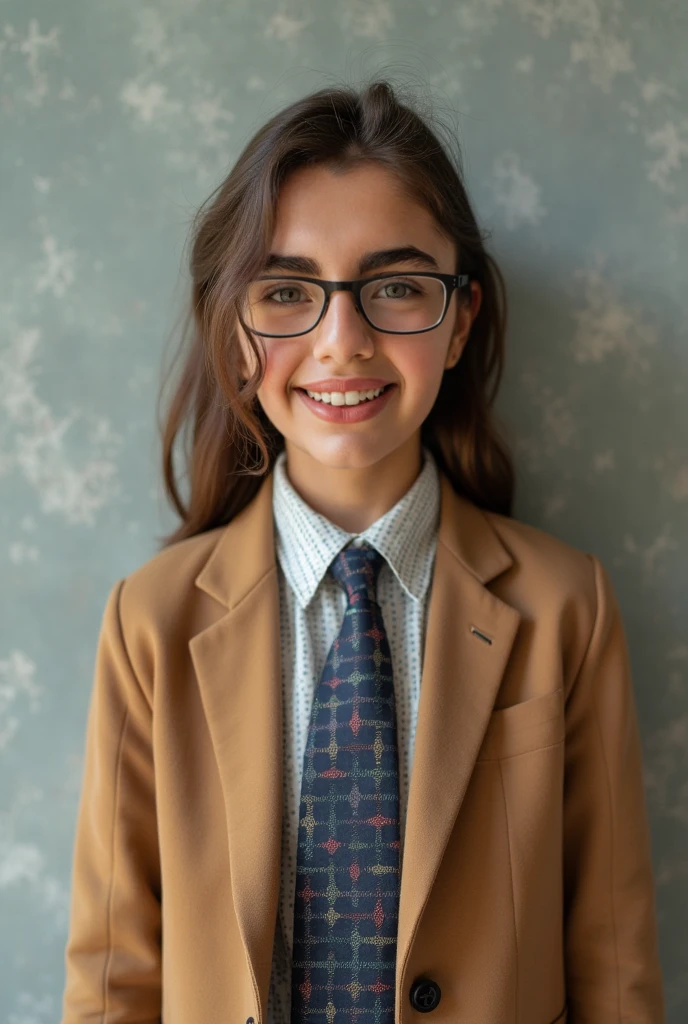 Arafed boy wearing a hat and glasses and a vest, girl with glasses, magical school student uniform, girl wearing round glasses, with navigator shaped glasses, with square glasses, She wears Harry Potter glasses, inspirado em Violet Fuller, menina vestindo o uniforme, caracter with brown hat, assunto completo mostrado na foto, em vidros de aro quadrado, menina da escola