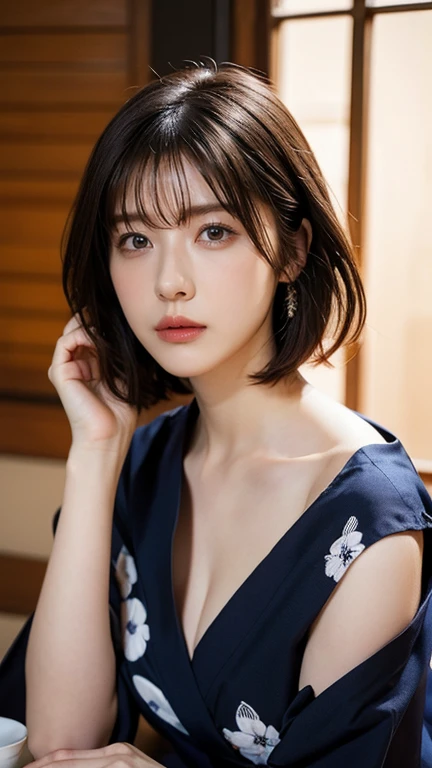 ((highest quality、8k、masterpiece:1.3))、detailed 女性:1.3、(Medium Hair、Huge breasts:1.8、Cleavage:1.5)、((camisole))、超detailed、detailed、eyelid、Tokyo、Upper Body