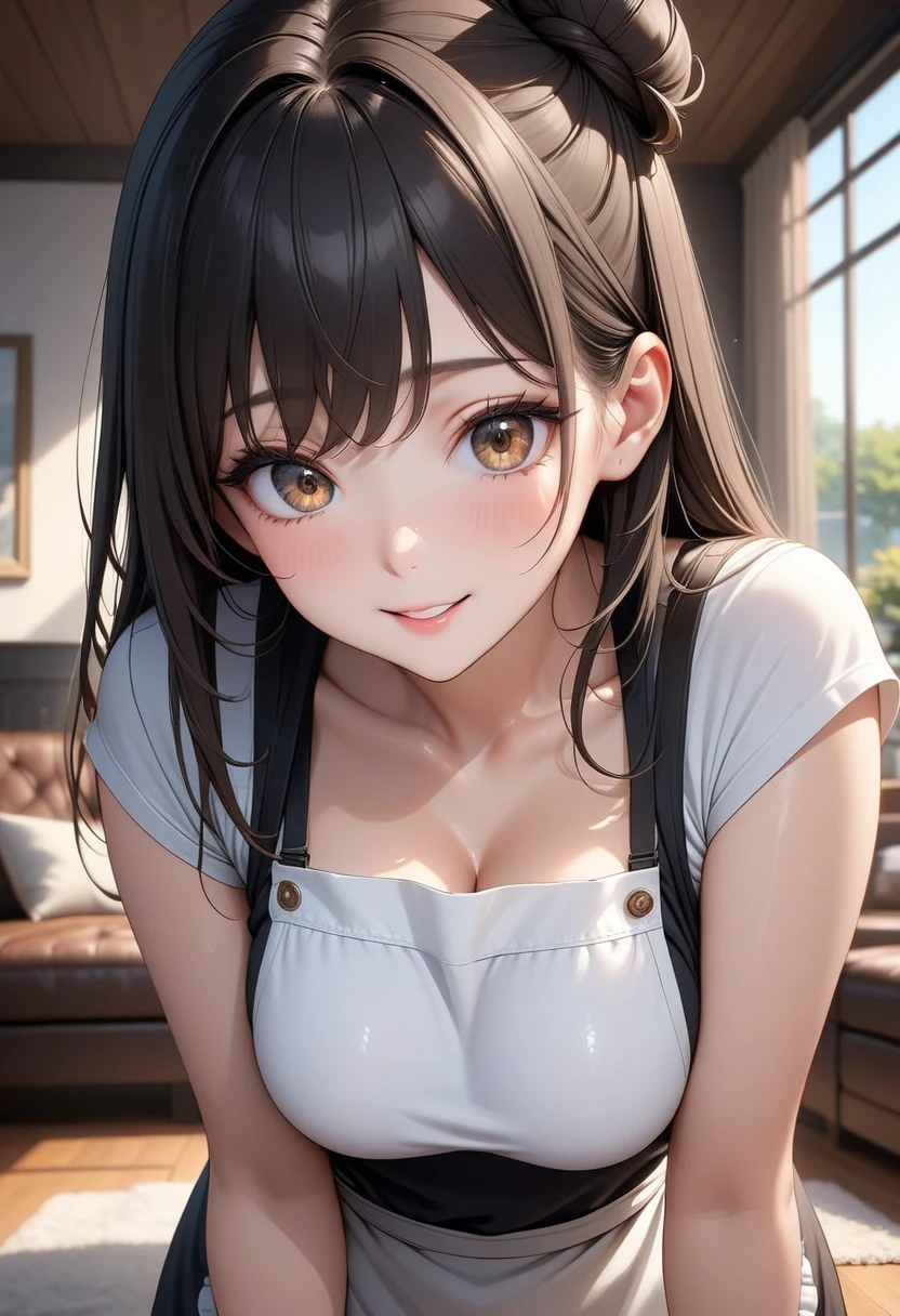 ((((highest quality)))), (((Ultra-precision CG 16K))), (((masterpiece))), (((Very detailed))), (((Extremely detailed))), (((Black outline:1.3, Written boundary depth:1.3 , Written soft outline))), Blur, Bokeh, Maximum clarity and sharpness,Multilayer Texture, Surface Shading, Cinematic lighting, Beautiful details sparkle ,Perfect Proportions, Limited to three woman, BREAK accurate, Anatomically correct, Highly detailed face and skin texture, drawn in detail, Highly detailed facial and skin texture, Detailed eyes, beautiful hair, Beautiful Japanese Idol face, Beautiful and beautiful eyes, Beautiful body, Beautiful breasts, Beautiful thighs, Beautiful legs, Beautiful fingers, (Beautiful views) , skinny body, ((Beautiful Skin)), ((Skin Texture)) BREAK breast enlarged, large Breasts, rocket breasts, slender waist, (blush, smiling:1.3,) BREAK (((oversized knee-length white long T-shirt:1.3 , shirt untucked, no-pants))) , wearing earrings, BREAK (((cooking in the kitchen , pot-au-feu boiling , has a ladle in hand , stick breast out))),(serious, from side:1.3 , from above , close up face),