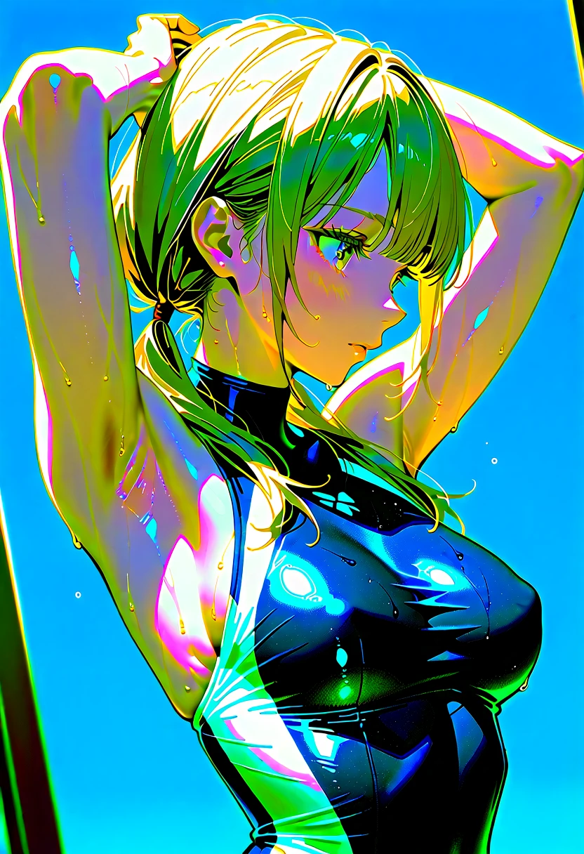 ((Best quality)), ((masterpiece)), ((highly intricate details)),beautiful, high quality, highres, absurdres, light difussion, intricate details, complex details, ((anime)), (anime:1.2) , (perfect face:1.3), extreme detailed eyes, colorful, highest detailed, vibrant colors, high contrast, (8K UHD:1.2), (photorealistic:1.2),(masterpiece:1.4), (best quality:1.4),extremely detailed wallpaper, highly detailed illustrations, ((1 Girl)), (best lighting) , (super-complex details) , 4K unified, (super-detailed CG: 1.2) , (8K: 1.2),(original), (masterpiece) , (best quality) , (reality: 1.3) , photorealistic, Octane rendering, (surreal: 1.2) ,best quality, ultra-detailed, high resolution, extremely detailed cg, anime picture, unity 8k wallpaper, pov, (mikajou \(idolmaster\), ponytail, yellow eyes, pink hair, wet skin and hair, school swimsuit), multiple poses, multiple angle, (gleaming skin, shiny hair, detailed and beautiful shiny clothes), pool, sun, blue sky,((upper_body,tattoes)),(((upper_body)))