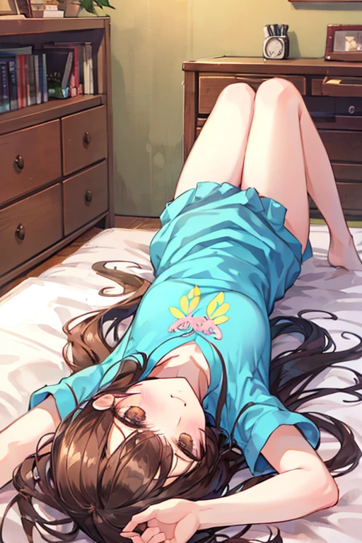 Beautiful colors,sketch,watercolor,By fuzichoco,merry (Yanmar gauge),From wlop,((Great quality)),One girl,(got it (Blue Archive)),(Beautiful legs),Sitting,music,Upper body rest (Beautiful colors,detailed,Highest quality,Great quality,so beautiful),pajamas,bed,Cowboy Shot,(Ray Tracing),Depth of written boundary,Lighting and Shadows,(perspective),Lighting particles,colorful,masterpiece,