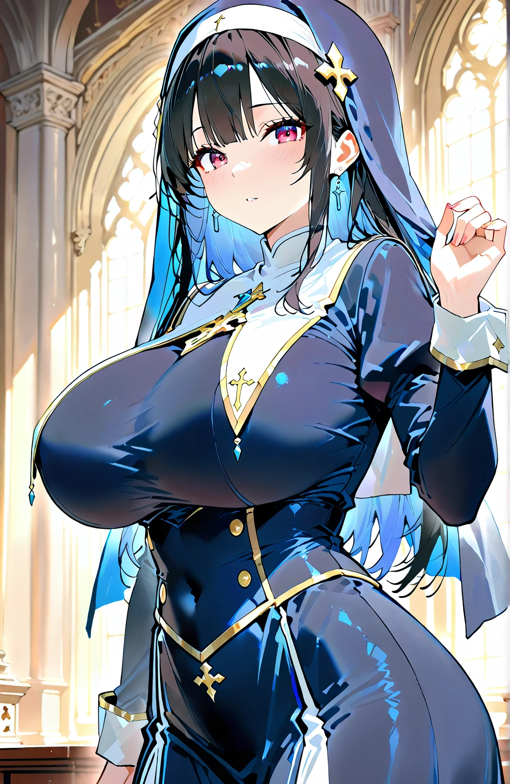 A woman with big ，Gorgeous young princess，clavicle，Prominent and smooth underbreast area，Fully transparent sailor suit，Intricate details，Beautifully，Showing belly，Hip tattoo, 