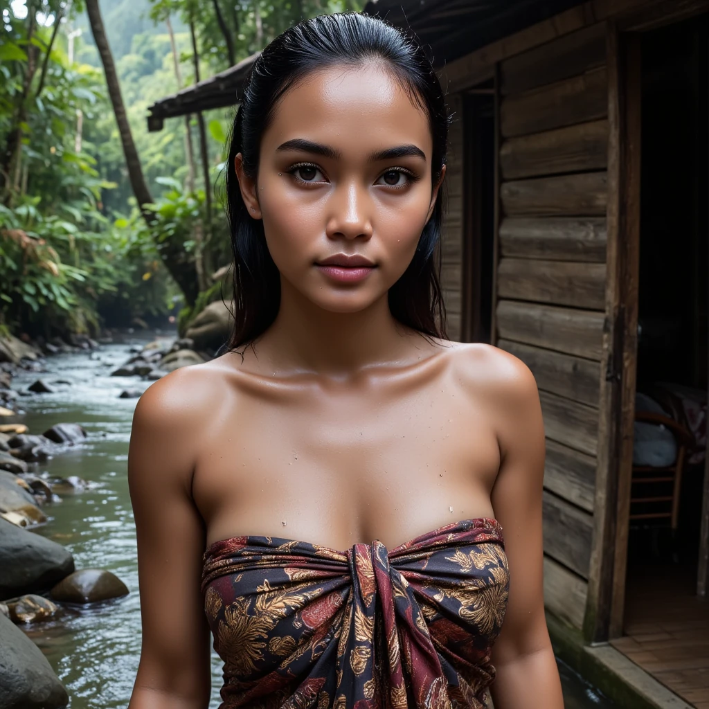 ((Chubby)), ((Flat Chest:1.2)), (Happy smile), (((young sexy seductive MALAY GIRL))), masutepiece, High quality, UHD 32K, Realistic face, Realistic skin feeling , A malay Lady, 23 years old lady, , Very cute sexy seductive face, ((nice CHEST))), (Night time at forest), ((look In front at the camera), (((GREY FLUORESCENT))), (((alluring GIRL))), ((GREY FLUORESCENT LIPS)), ((Floral Pattern)) little wearing satin strapless, dark night background , black forest night, dsrk place, seductive pose,