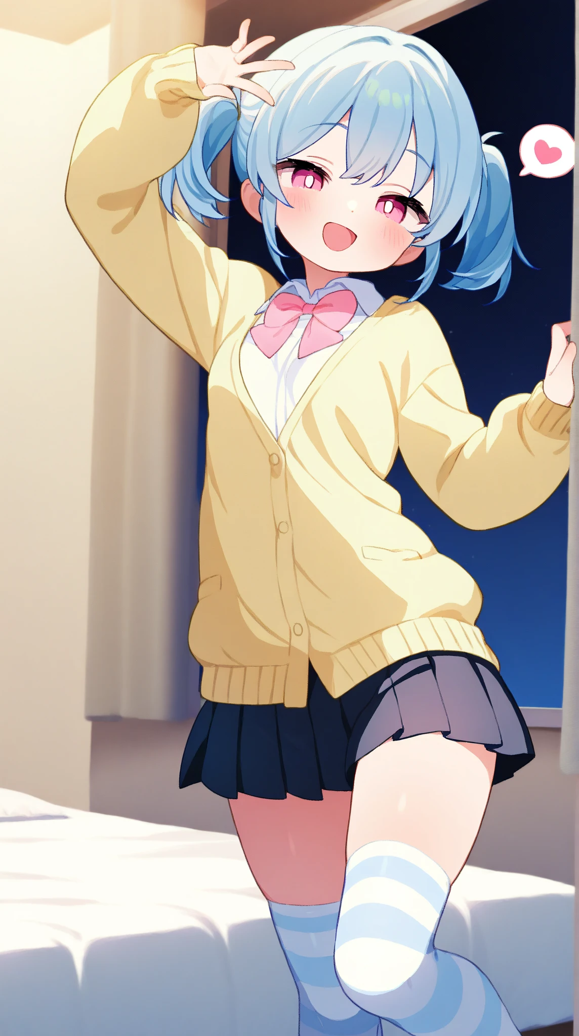 precure sora, blue hair, (side ponytale:1.5), blue eyes, yellow ribbon, swimsuits,
(best quality, masterpiece, RAW photo,ultra-detailed:1.2), 1girl,solo,looking at viewer,smile