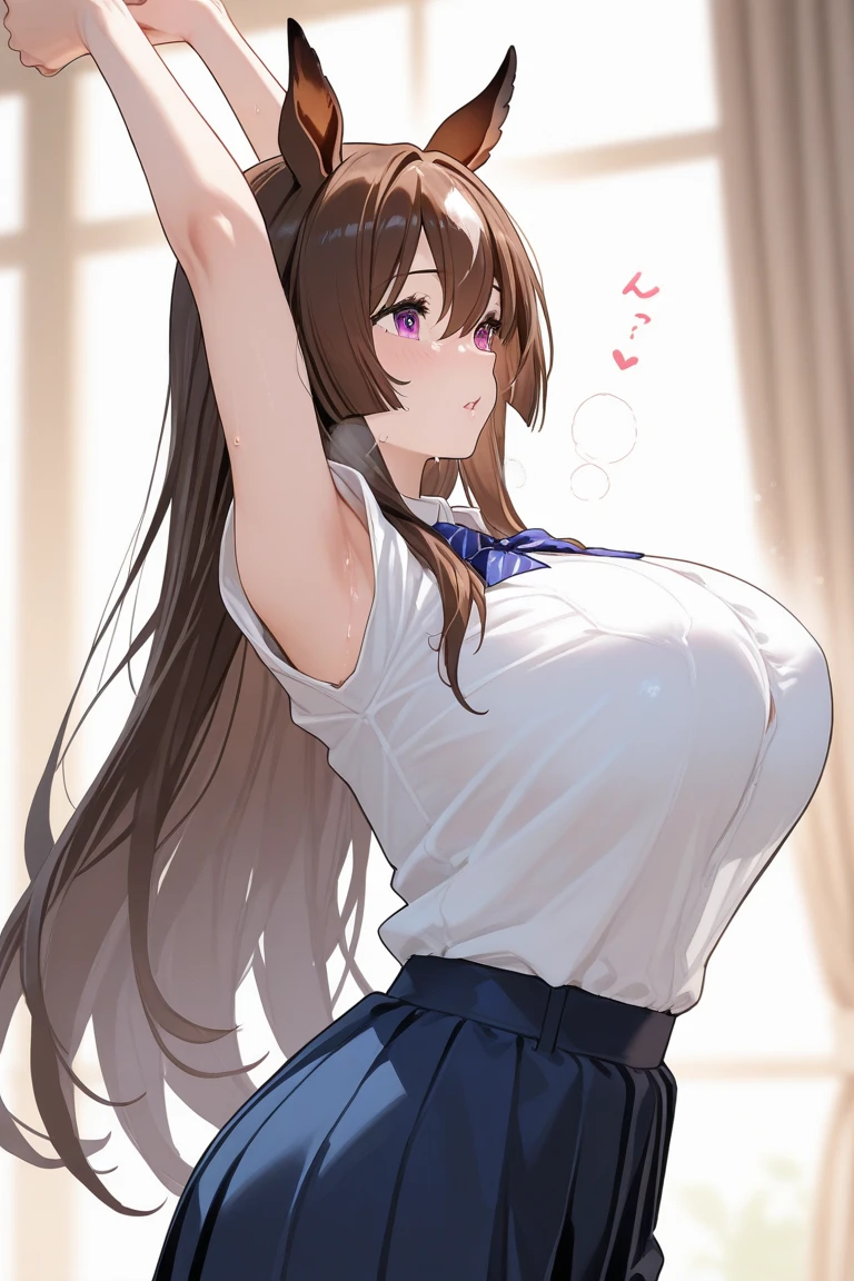Big-breasted woman being fucked from behind during sex、blush、Sweaty smell、Side view angle、A pleasant expression