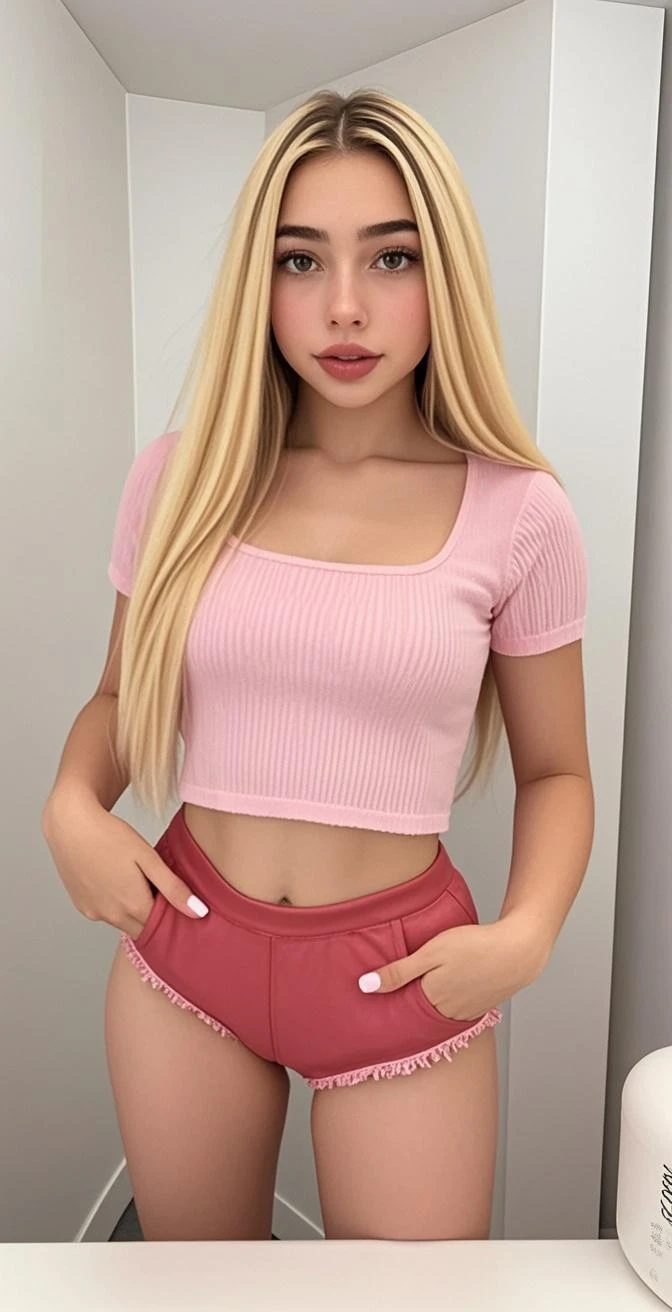 skinny 18 year old girl, (close-up:1.2), ((skinny body:1.0)),((toned abs:1.1)), realistic color rendering, ((naked pussy:1.7)), (without panties:1.6), no panties, ((skin tight pink latex long sleeved crop top:1.6)),((pink long sleeved latex crop top)),perfect skinny hips,tight gap between the legs, gap between legs, college student, student girl with disheveled hair, lustful look, looking at the camera, (very pretty face:1.3), (laying on her back:1.1), (large bed, bright colors, princess bedroom), a lot of plants, plants in the background, plants, colorful room, (naked:1.5), pretty woman with bright makeup, legs spread, fair-skinned, pale skin, freckles, (squeezes her chest:1.4), thin legs, light skin color, (pink and white, striped, high socks:1.3), bright lighting, gymnast's physique, perfect breasts, breasts, legs in the air, feet in the air, very detailed skin, detailed face, detailed lips, slender legs, extremely realistic, (best quality), masterpiece, high resolution, 8k wallpaper, UHD, (high quality), (super detail), 8K, (highest quality), (best details), (perfect lighting), perfect natural lighting, (best shadow), (best shot), (best lighting), (best shadow, best shaded shadows), the picture was taken by the camera Nikon Z7 II, very narrow waist, rounded hips, very, very skinny, flat, chest, long ginger hair, redhead, ginger, bright red hair, (bright, light, green eyes), Chloe Melton, shaved pussy, ChloeMelton,