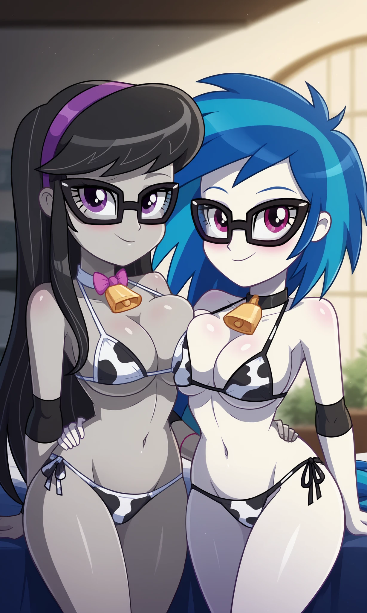 score_9, score_8_up, score_7_up, source_anime, 2girls, smug, huge thighs, light skinned male, sexy, nude, indoors, yumejoshi, femporn, ikuchan, kill la kill, matoi rykou, satsuki kiryuin, futa, ((futa on female)), standing, standing side by side, matoi rykou, vagina breasts, female, strip club, stripper outfit 